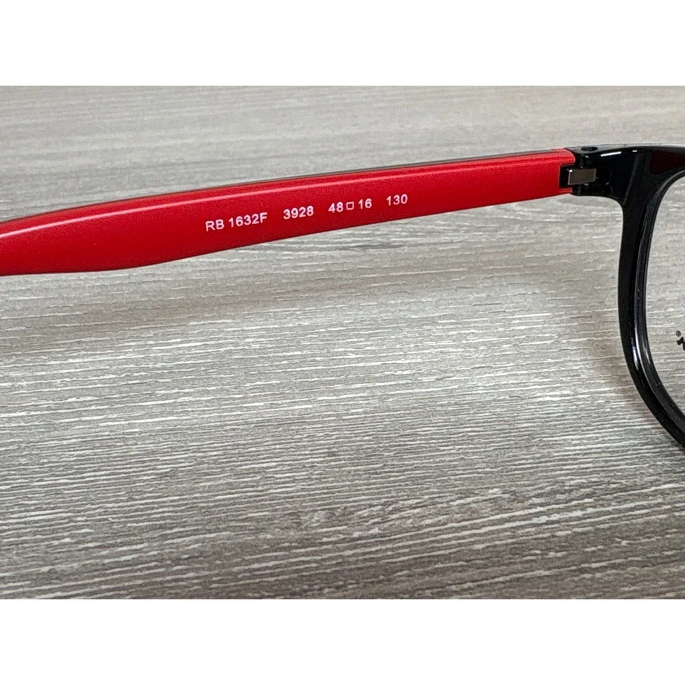 Ray-Ban Junior RY1632F 3928‎ Black Rubber Red Rectangle Eyeglasses Frames 48mm